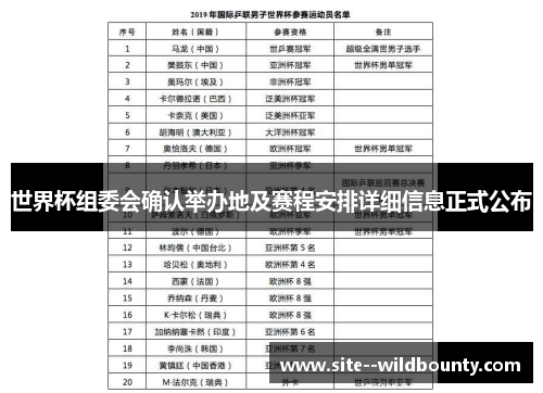世界杯组委会确认举办地及赛程安排详细信息正式公布